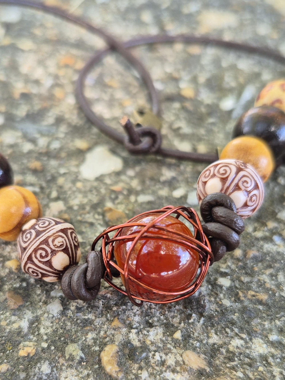 Handmade Copper Wrapped Carnelian Tibetan Necklace!
